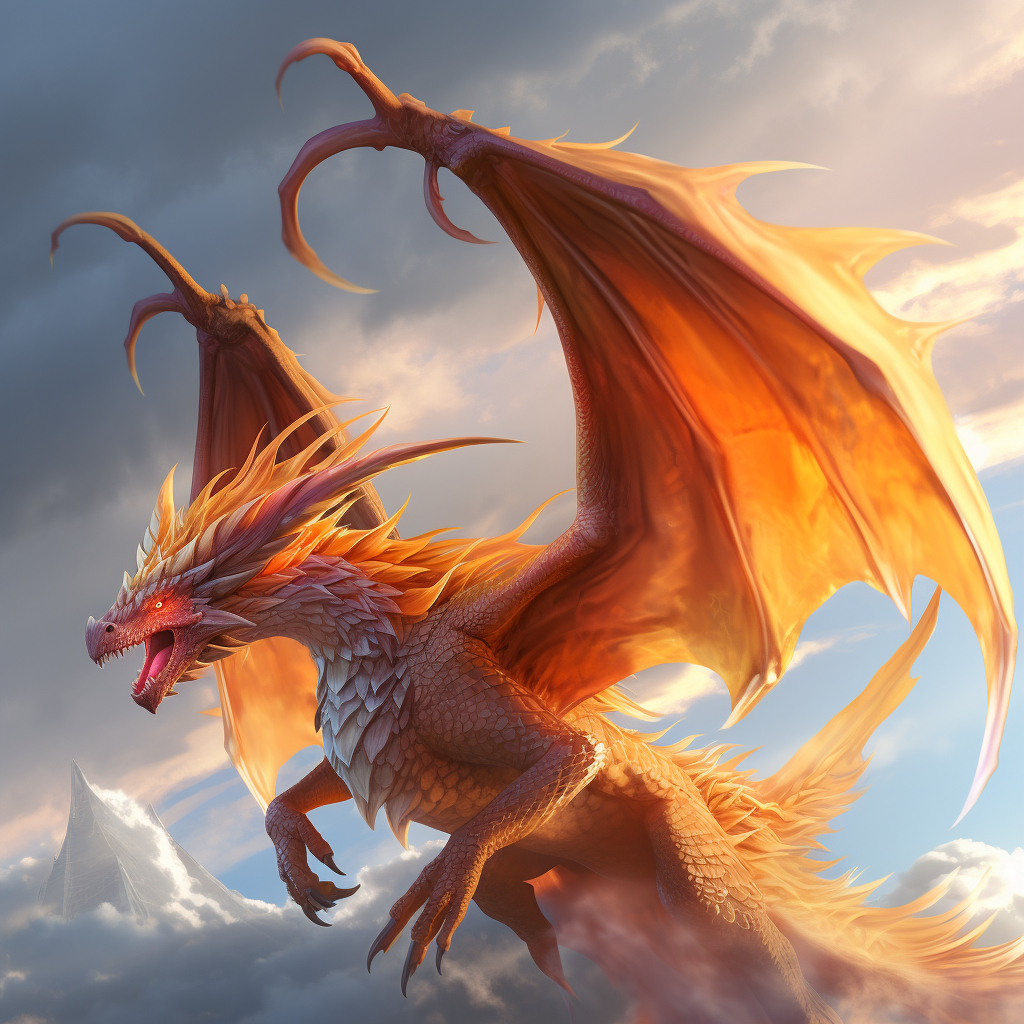 Wyvern creature flying orange scales