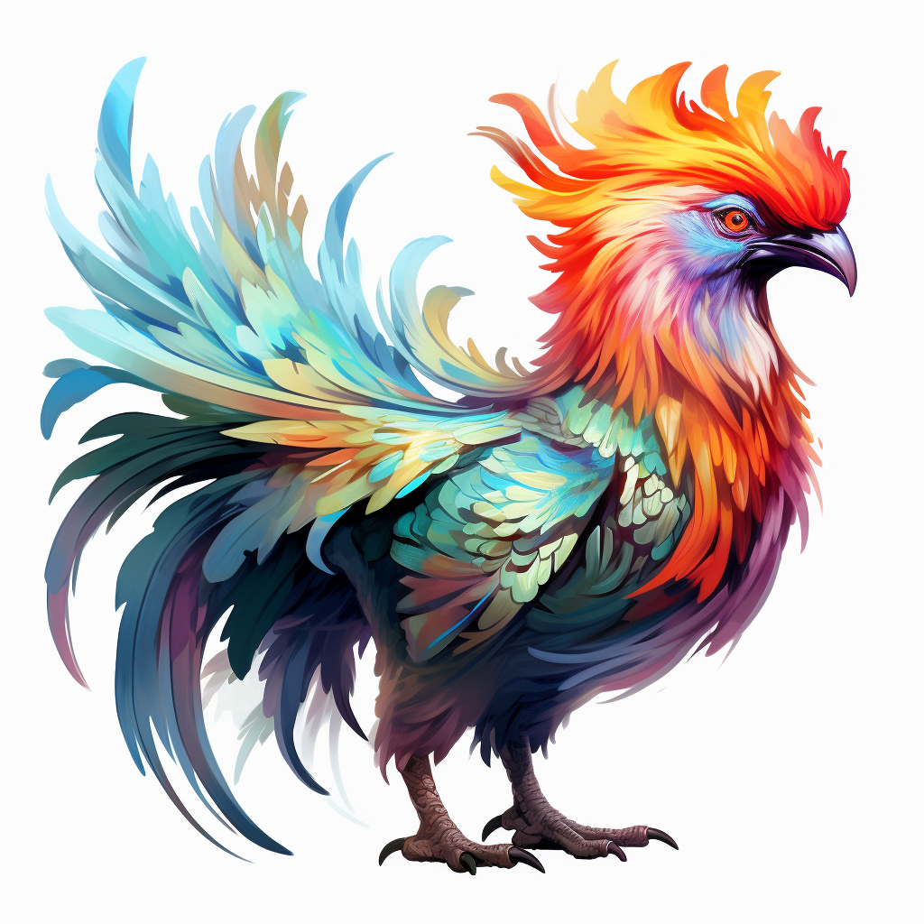 Colorful Fantasy Domestic Creature with Feathers