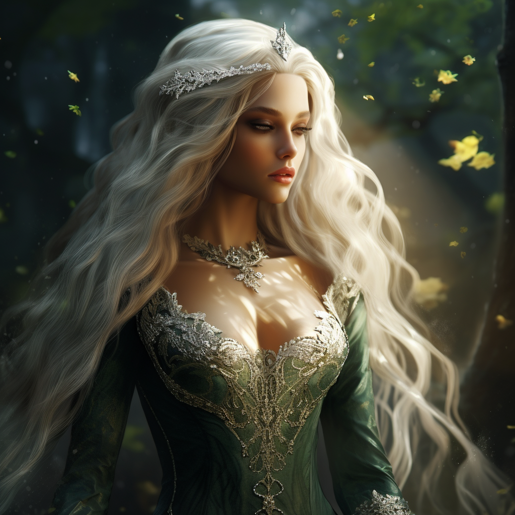 Blonde princess in detailed fantasy attire