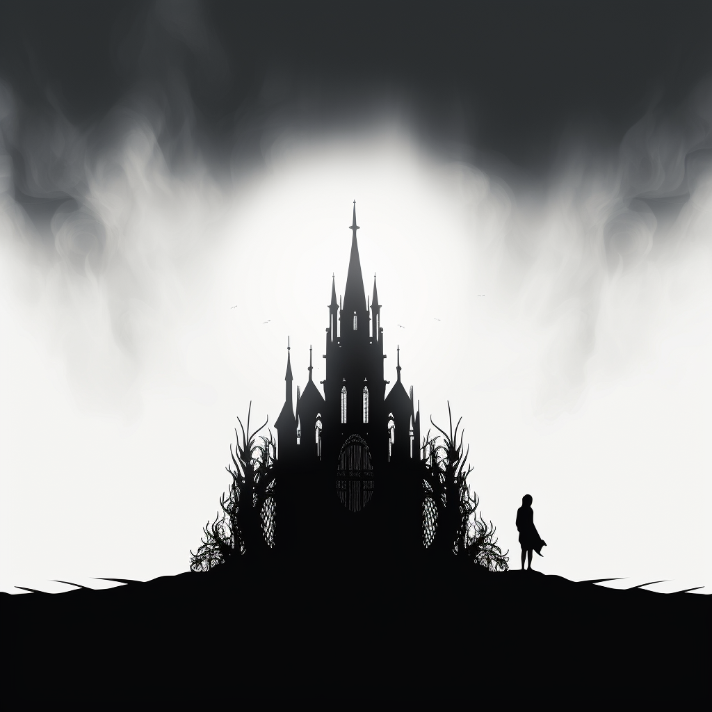 Gothic low building silhouette