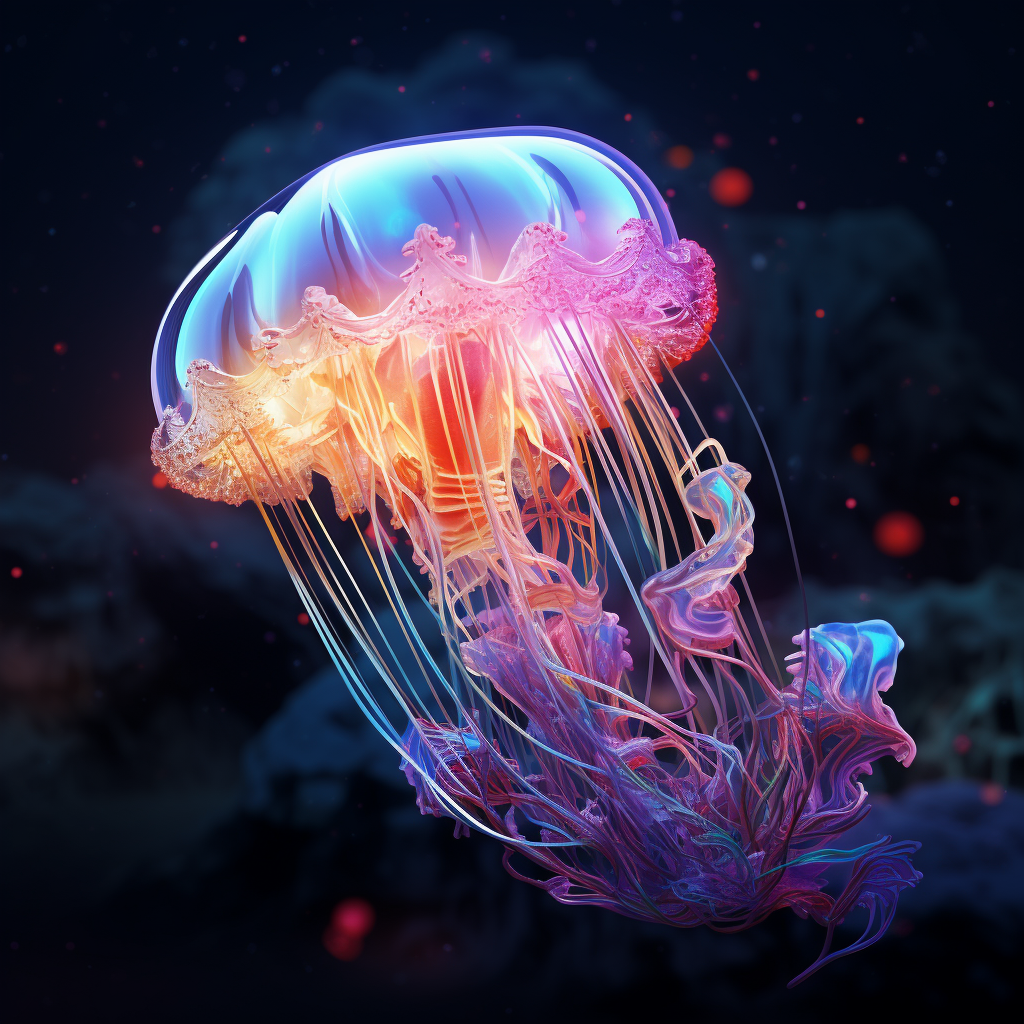 Beautiful fantasy jellyfish glowing underwater