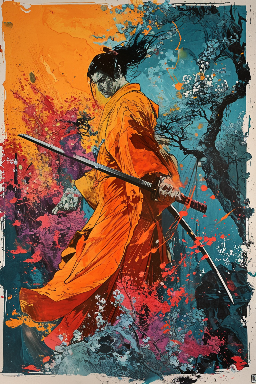 Stunning Fantasy Lithograph of DC Comic's Samurai