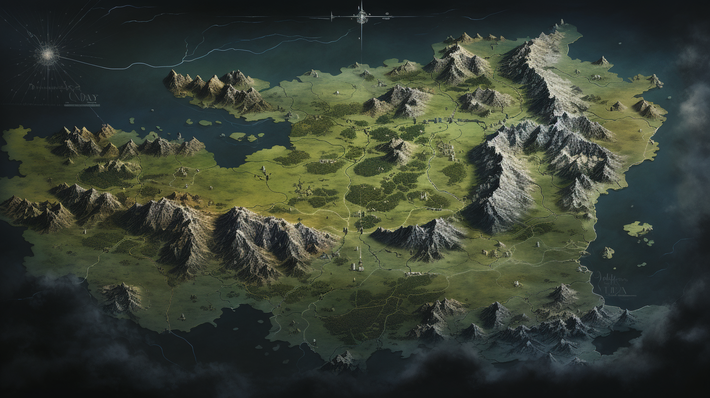 Lush fantasy map of northern grasslands