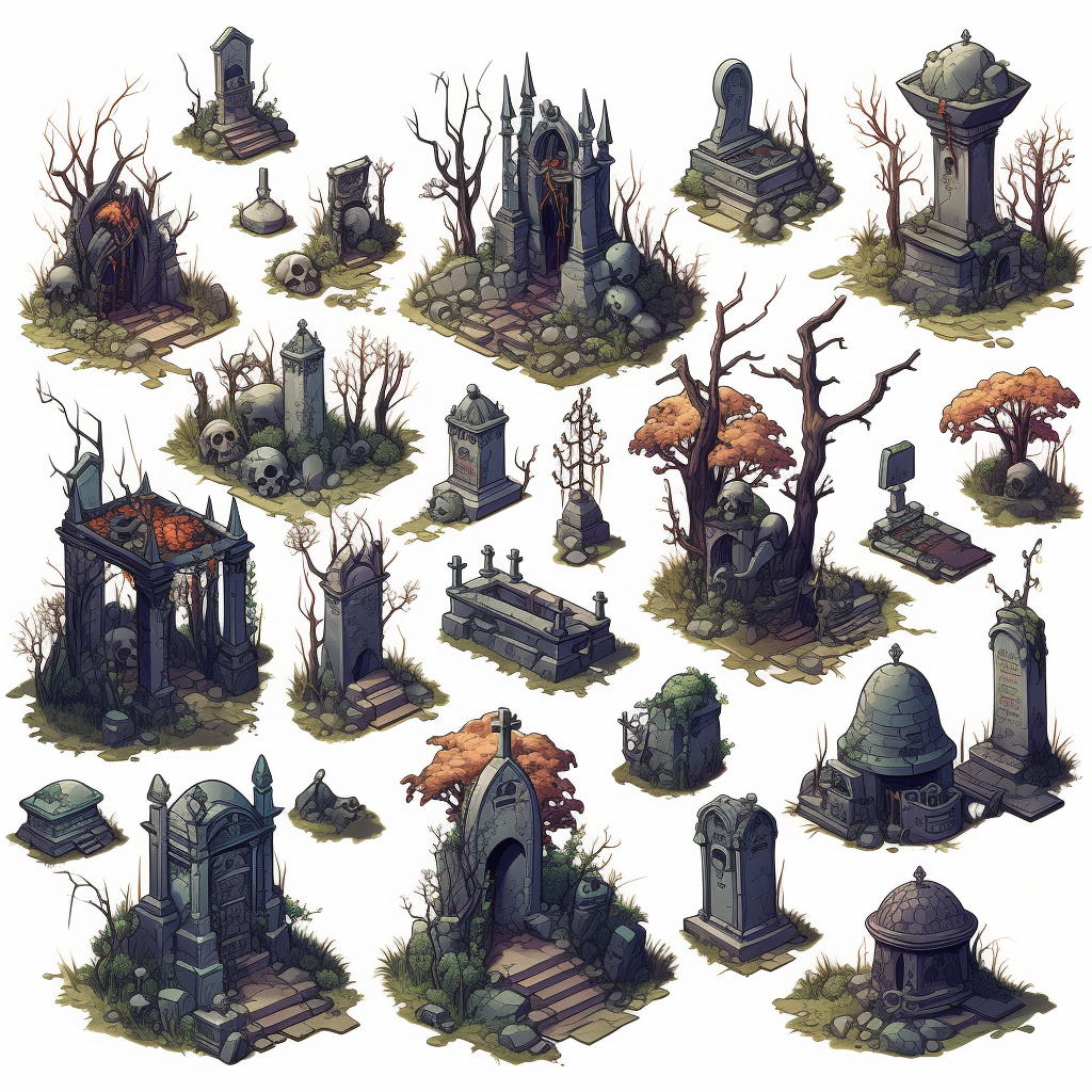 Fantasy Monastery Graveyard Sprite Sheet