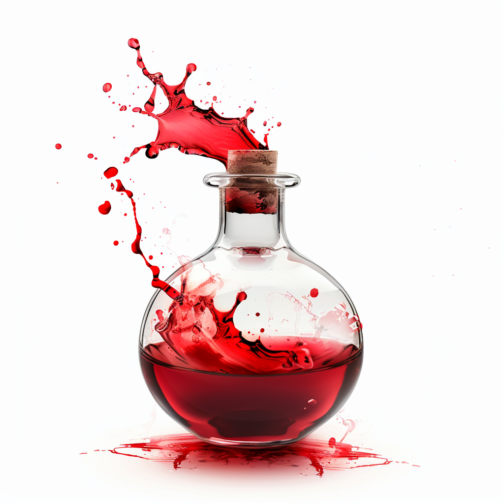 Red fluid in fantasy bottle