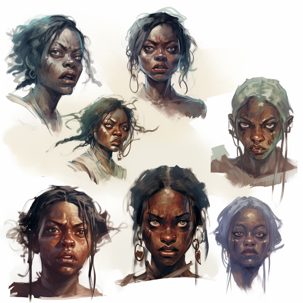 Female African American Zombies Portraits Decay