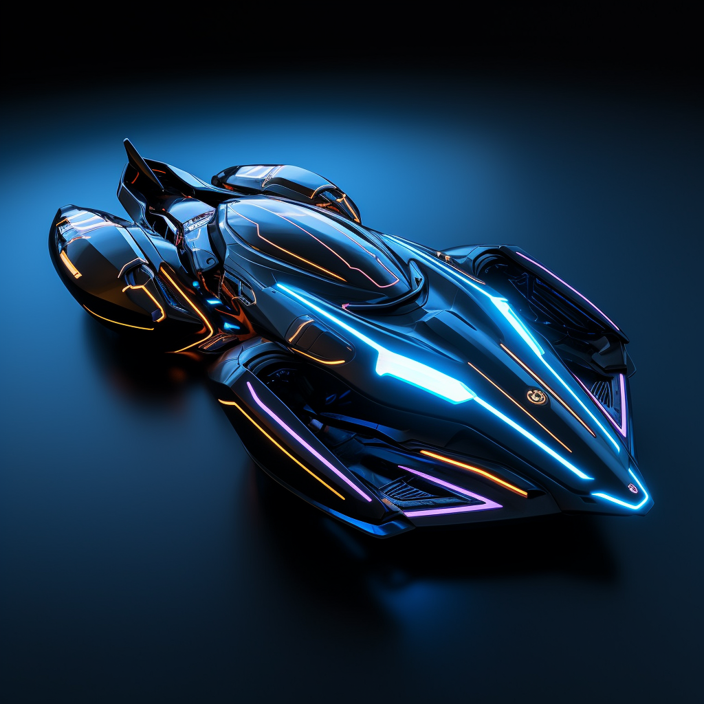 Tron style fantasy space ship