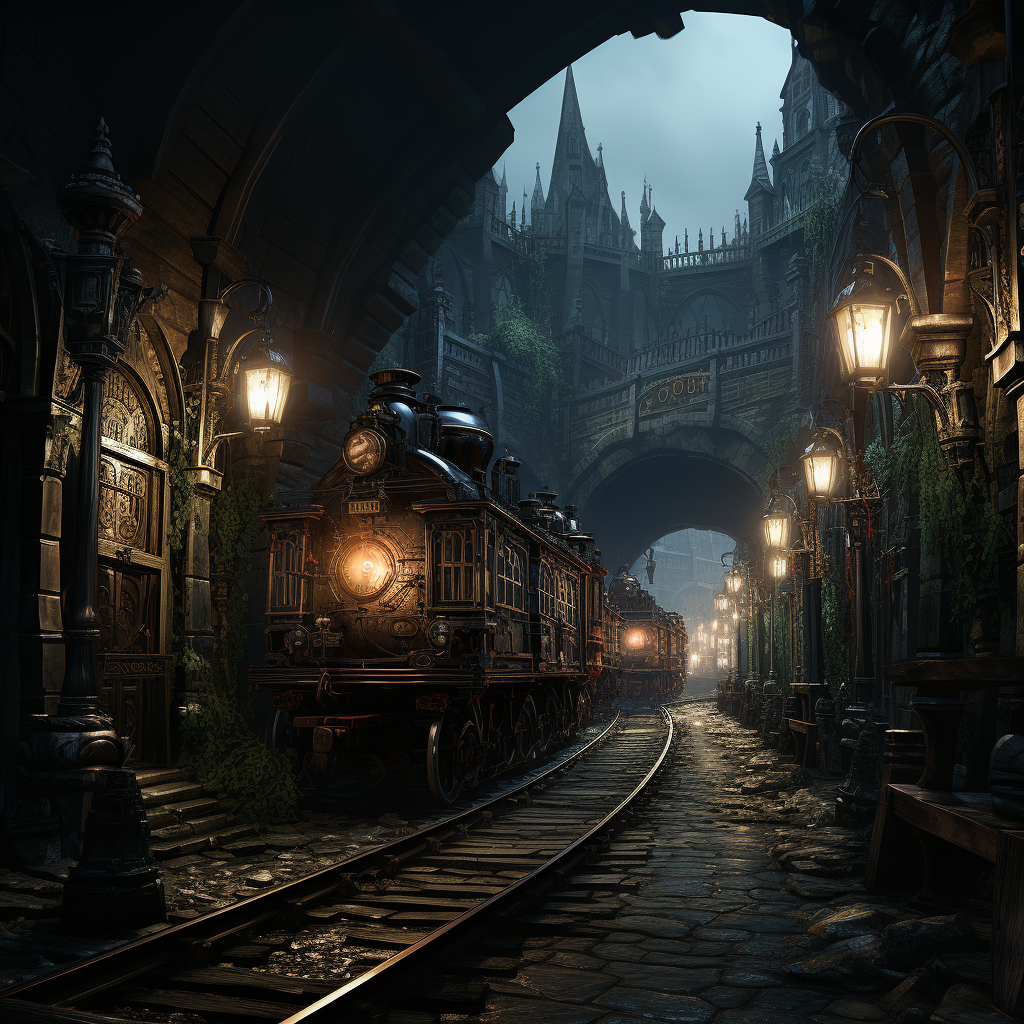 Underground Tunnel Dark Gothic Prison Steam Locomotive