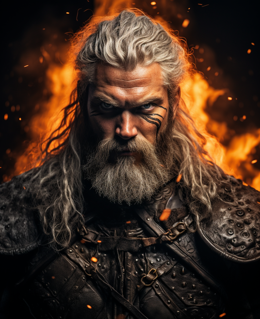 Viking warrior with white hair and beard