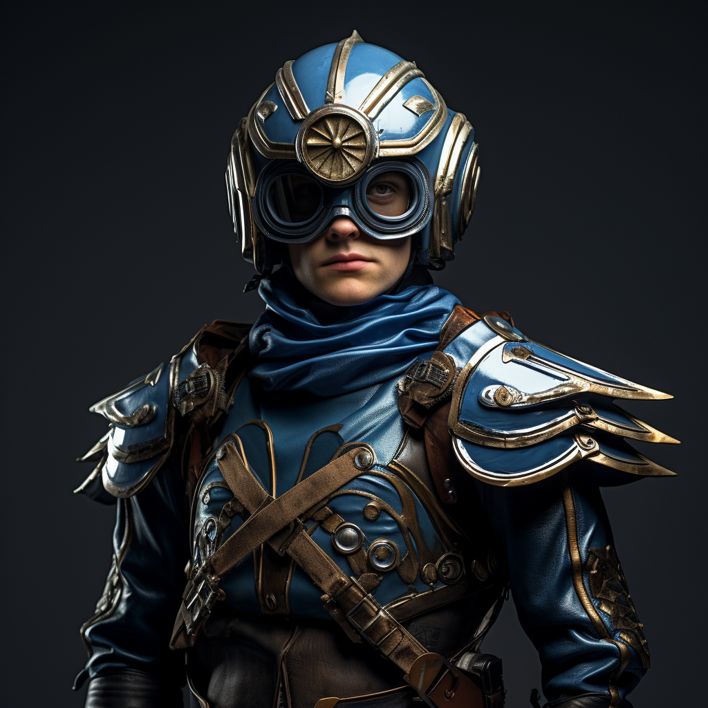 Muscular warrior with aviator hat and goggles