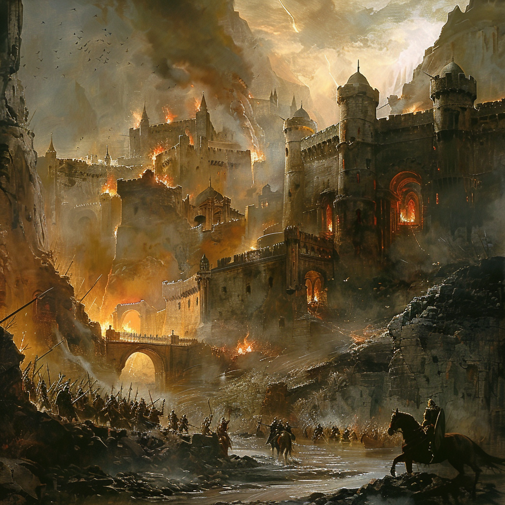 Fantasy war scene illustration