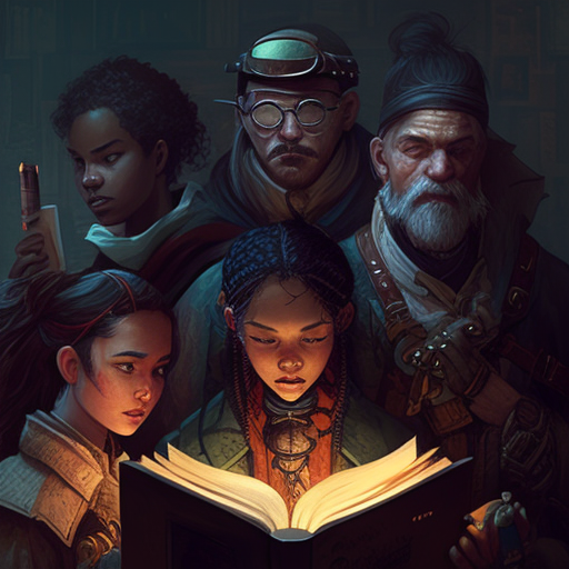 Group of fantasy adventurers looking at the reader