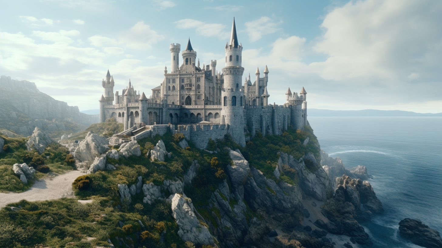 Awe-inspiring fantasy castle on a cliff