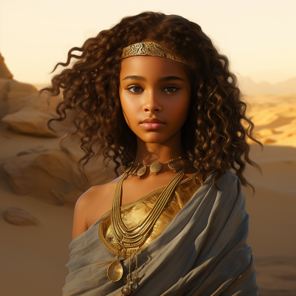 Young girl in fantasy desert