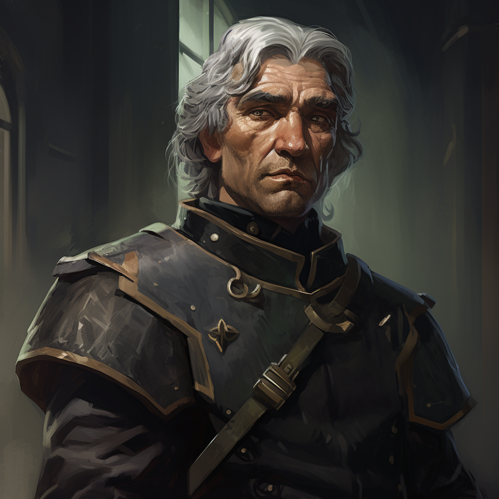 Fantasy DND Half-Orc Butler with Grey Hair