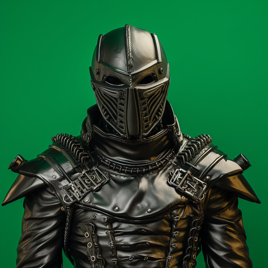 Fantasy fighter in leather armor on green background