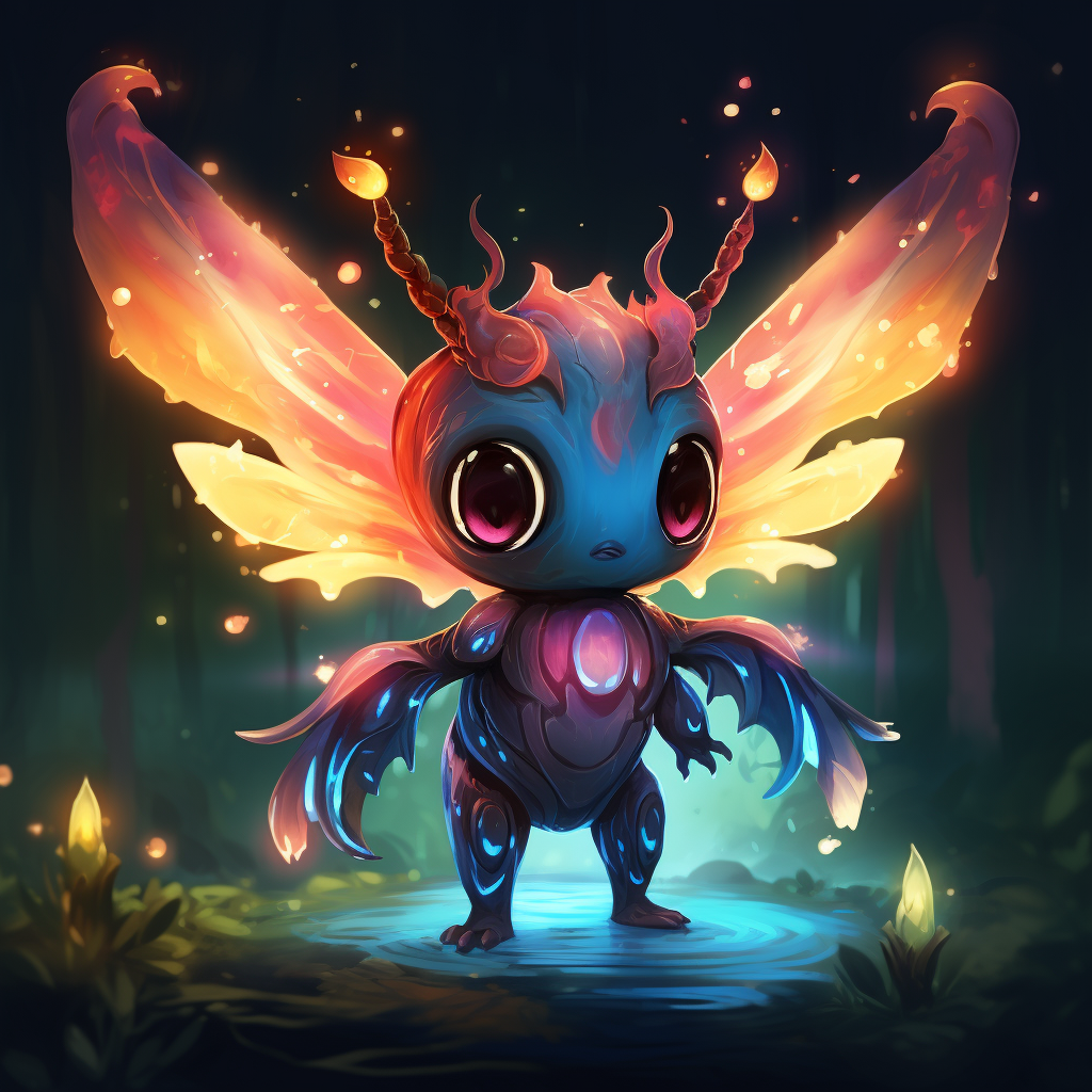 Cute fantasy firefly creature in minimalist style