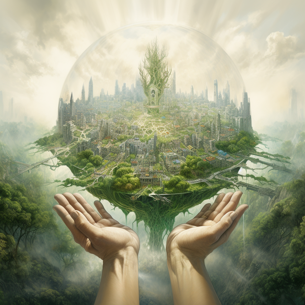 Beautiful Fantasy Forest City Painting