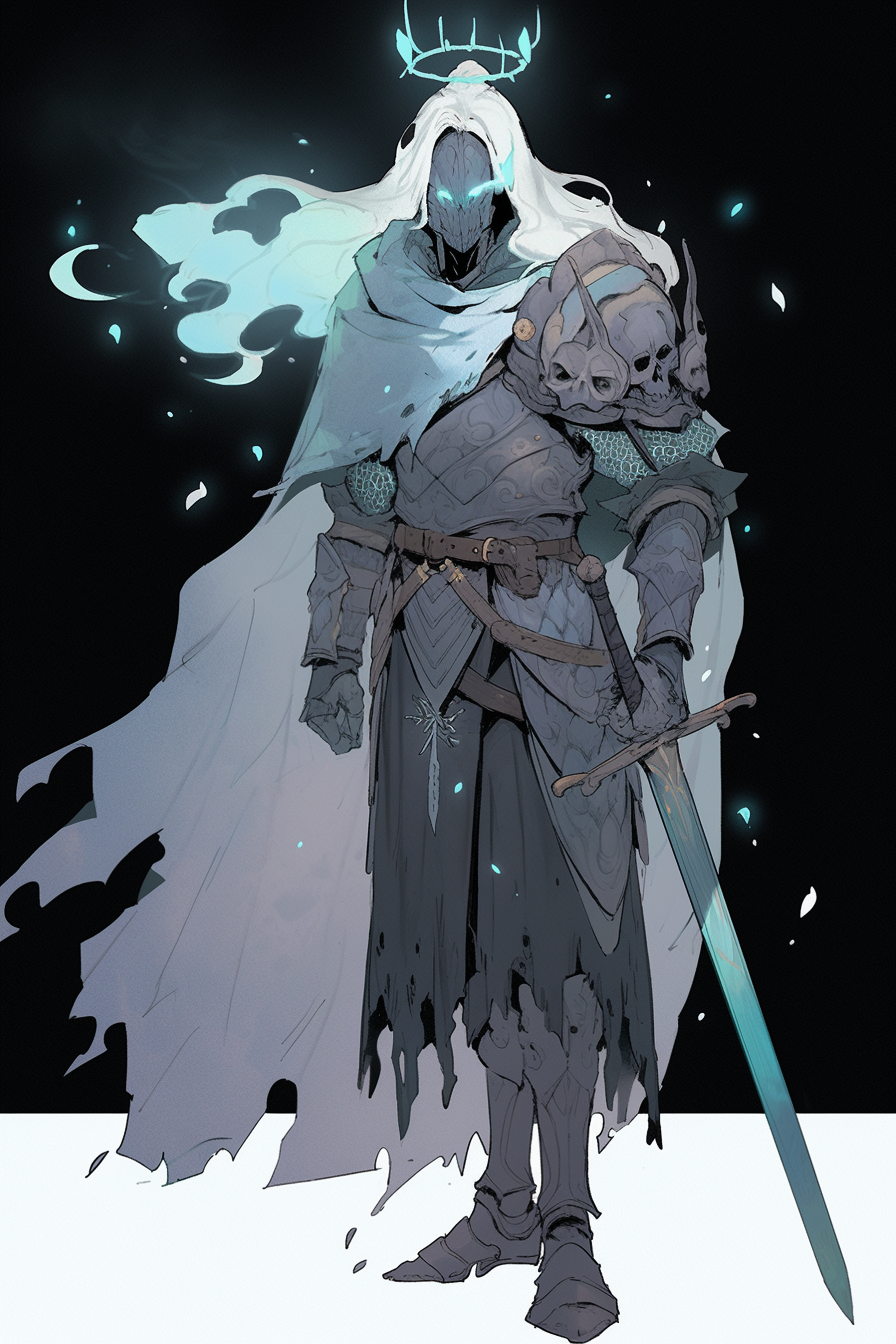 Ghostly protector knight with high fantasy vibes