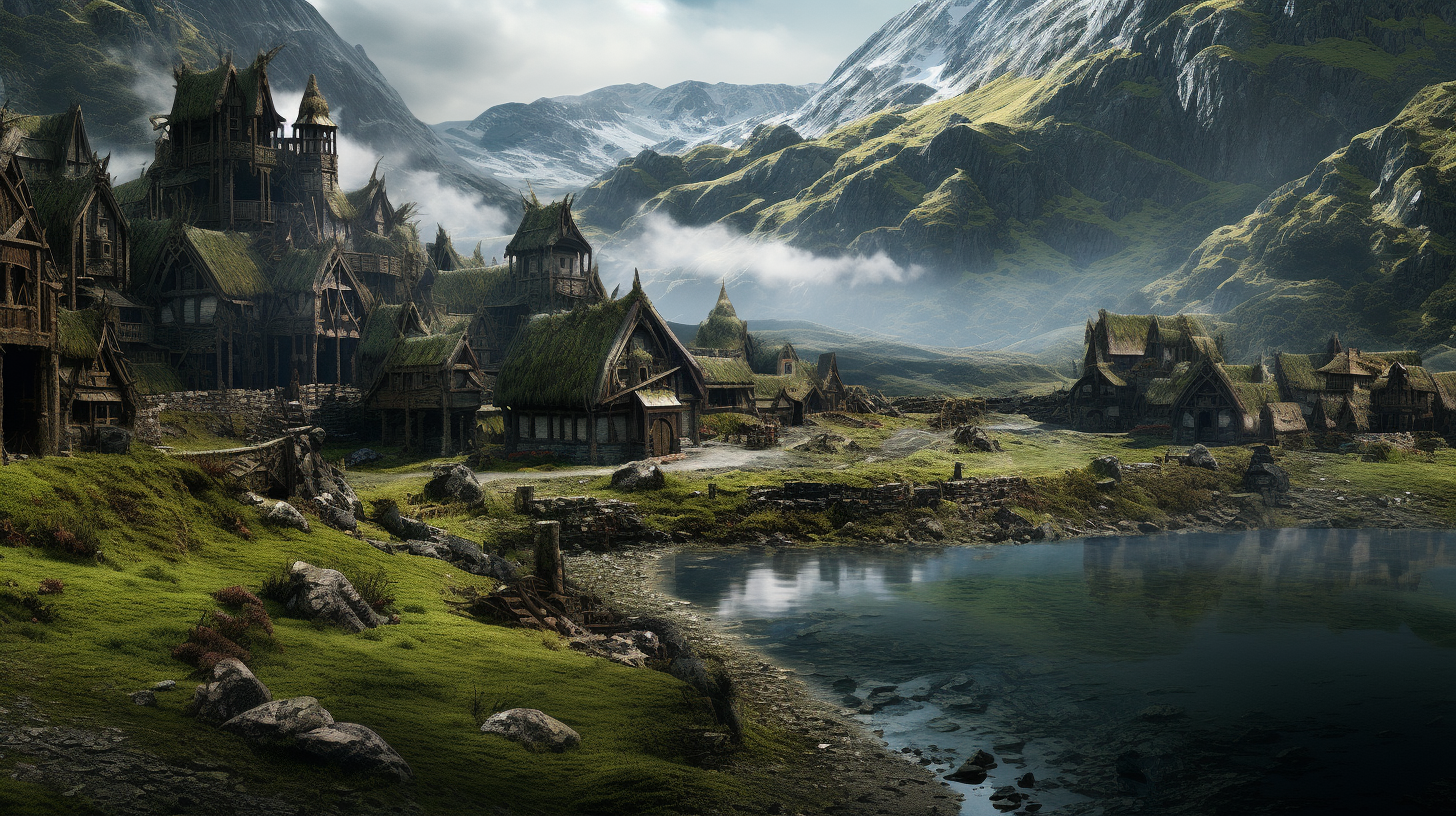 Enchanting fantasy highland settlement