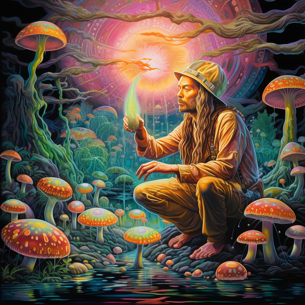 Slimy Bob Marley talking to Mushroom God