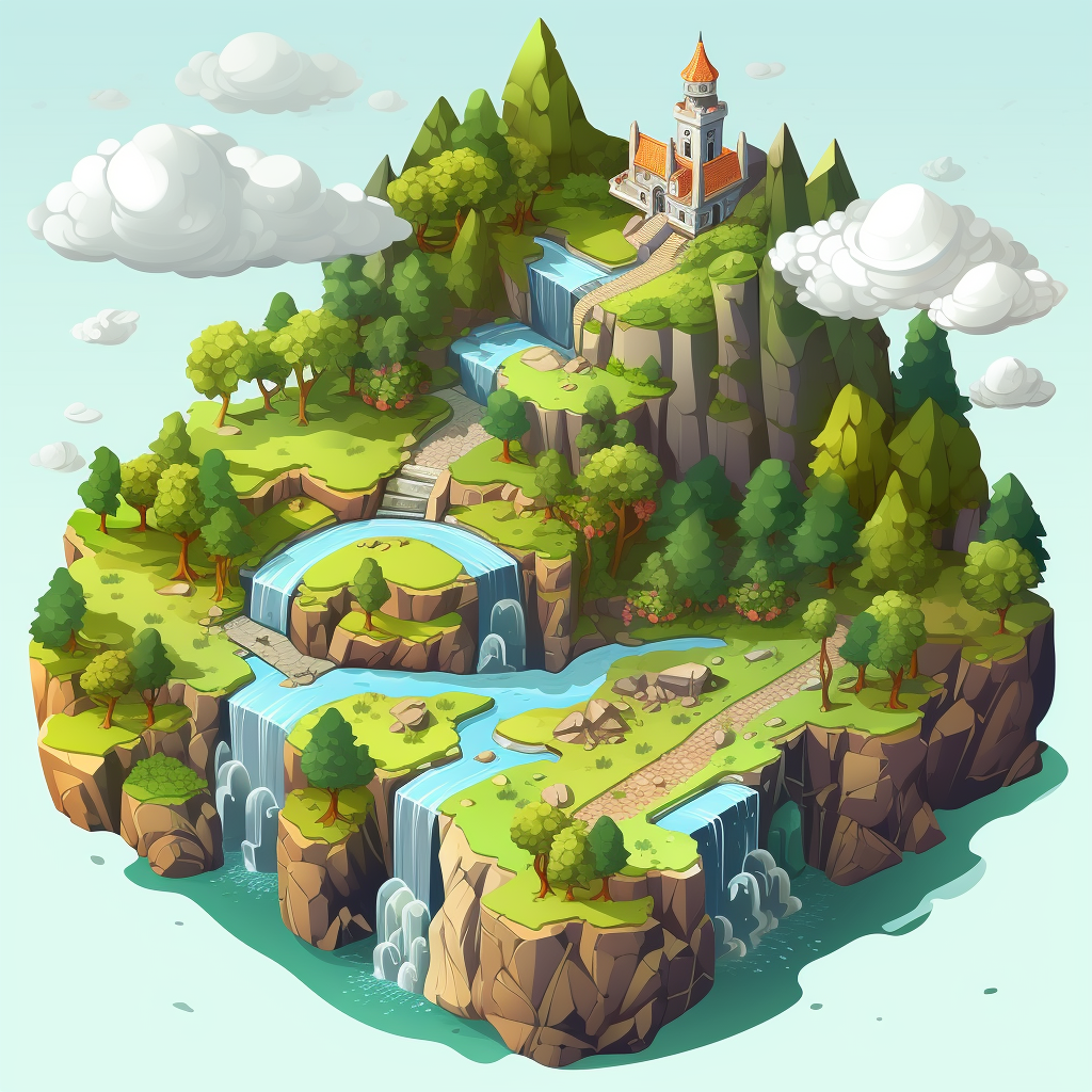 Fantasy landscape with isometric view