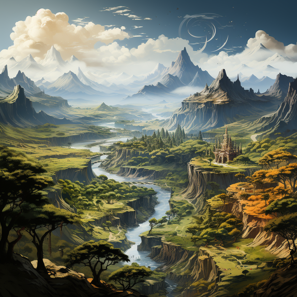 Fantasy Map with Flatland and Mountains