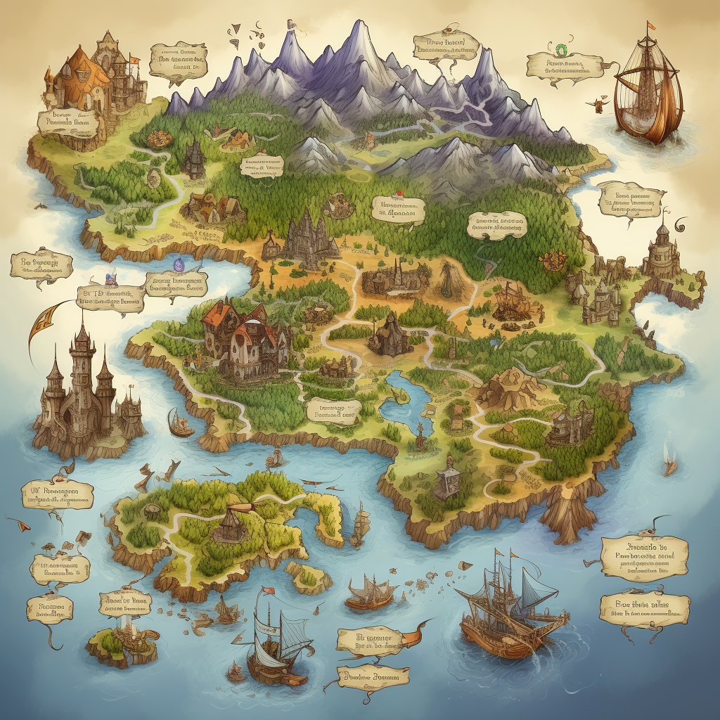 Illustrated map of a fantasy medieval world