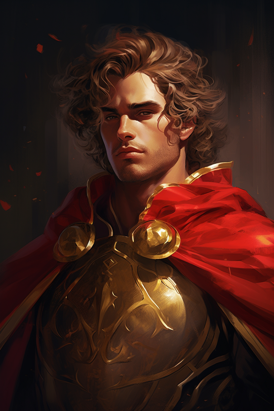 Image of a Fantasy Paladin with Golden Brown Curly Hair