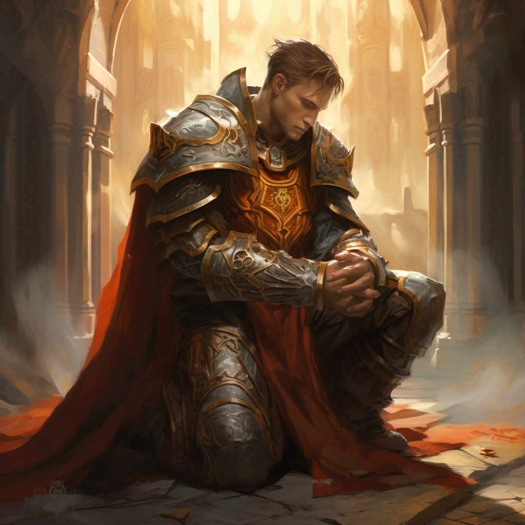 Fantasy Paladin in Prayer