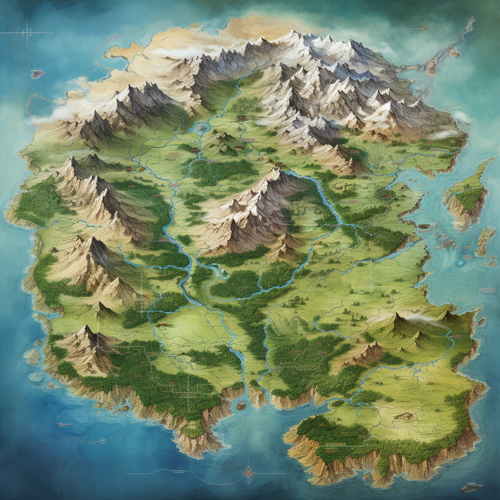 Beautiful Fantasy Parchment Map Illustration