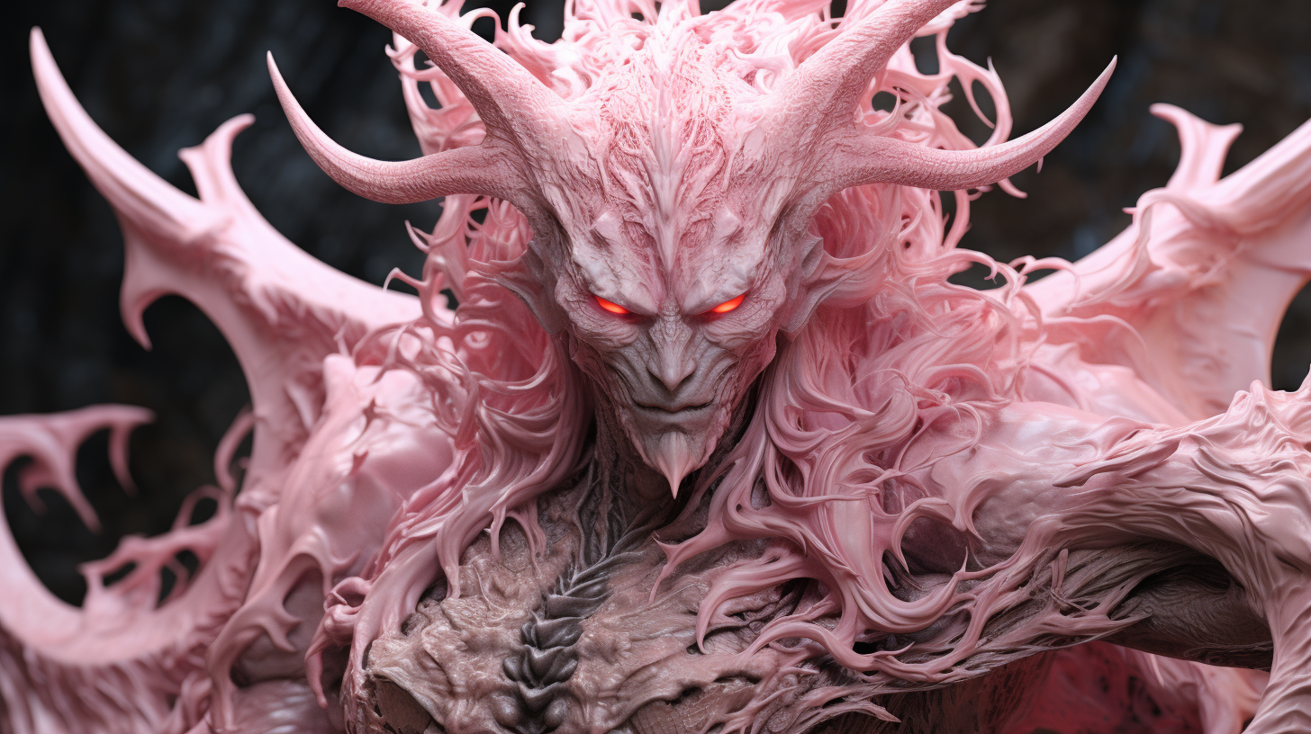 Highly detailed pink ethereal demon