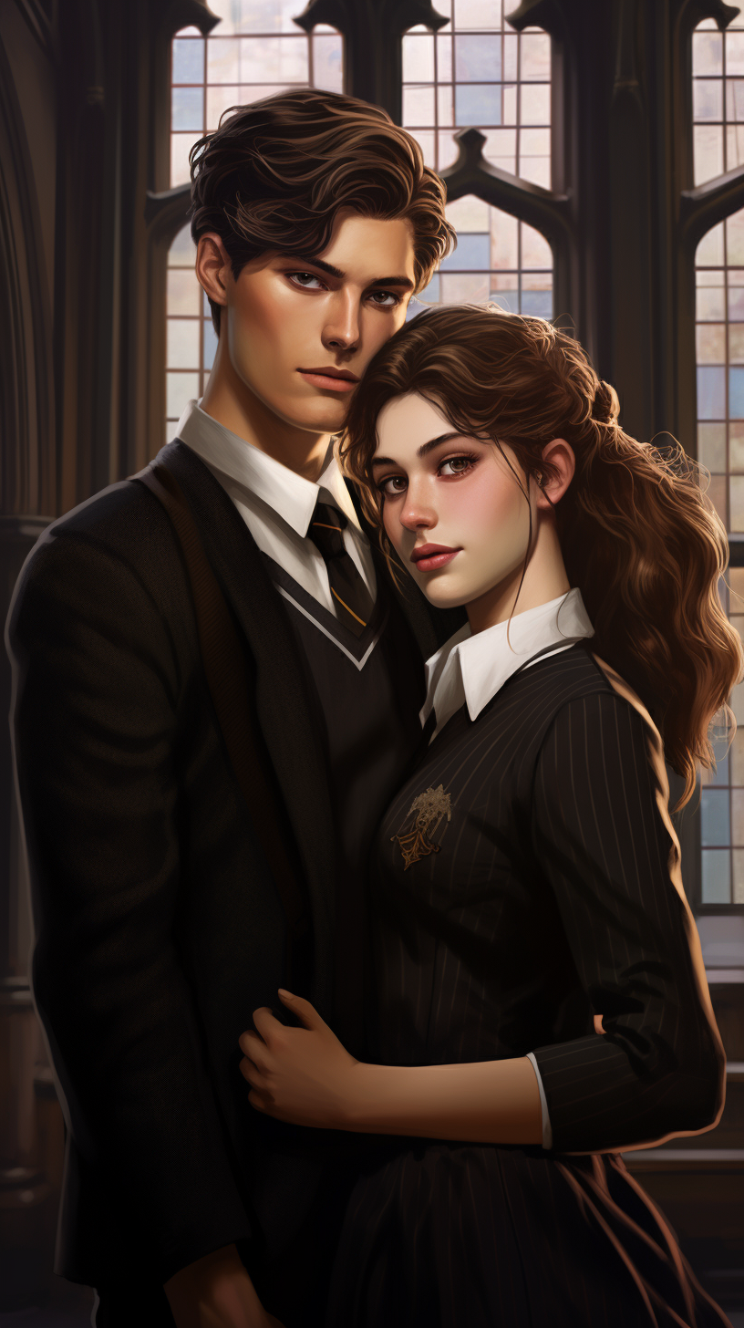 Teen couple at fantasy private school