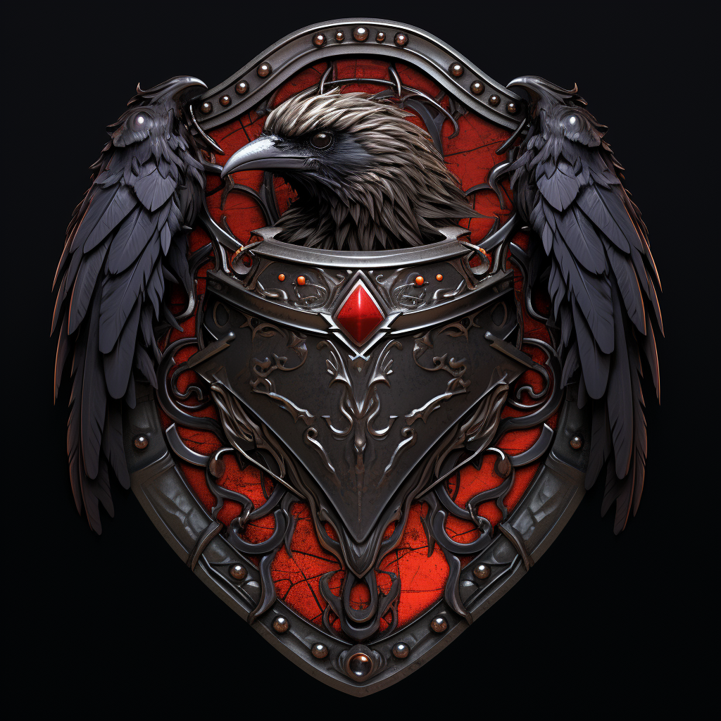 Ravenhead Shield with Glowing Red Gem Eyes