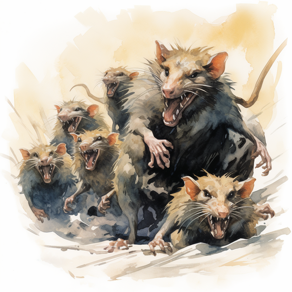 Swarm of rabid giant rats with glowing eyes