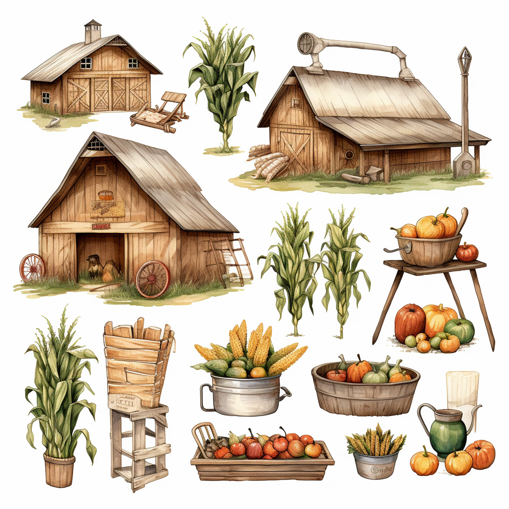 Hand-painted Farm Clipart Collection