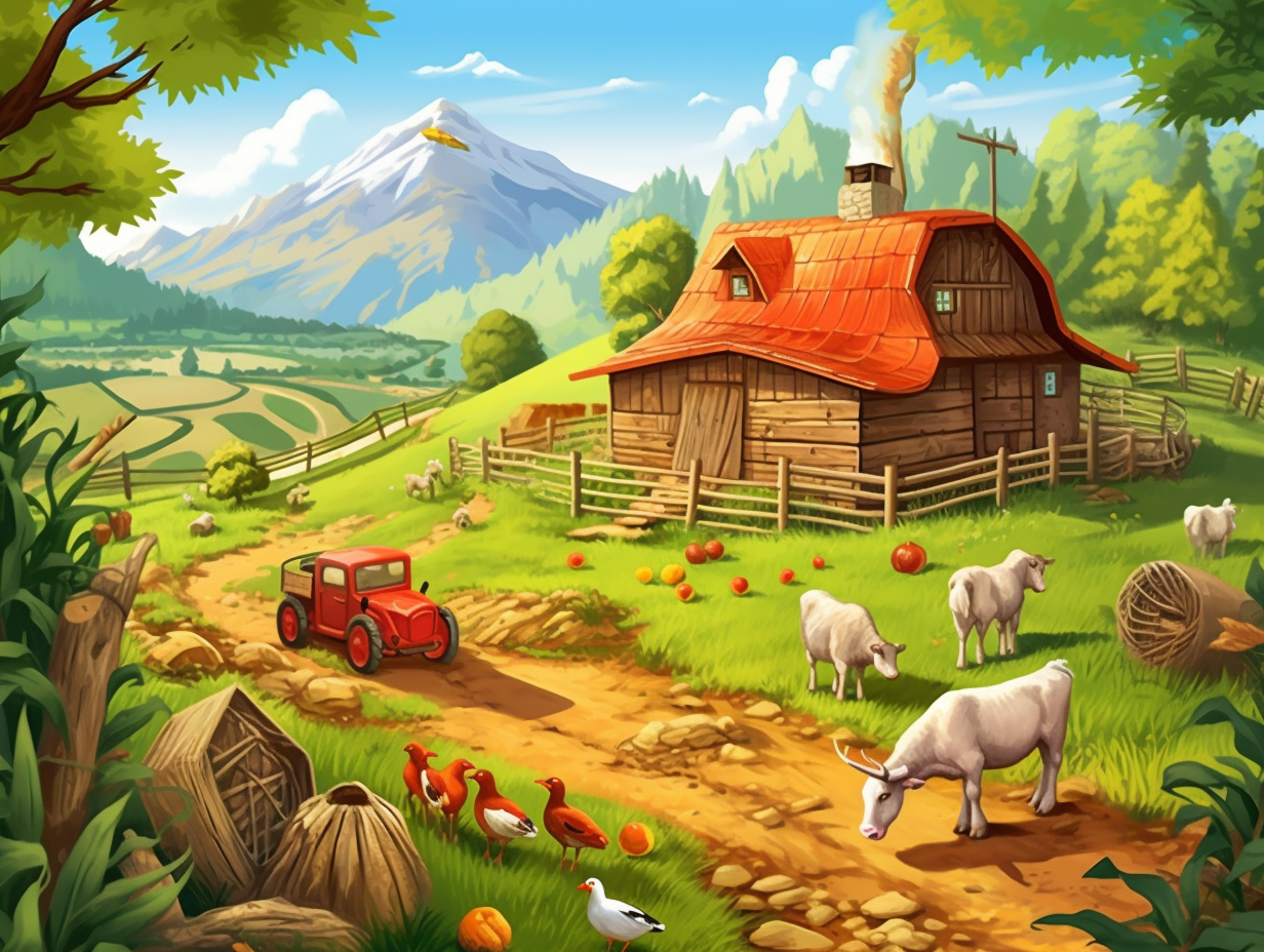 Farm Scene Illustration for Children's App