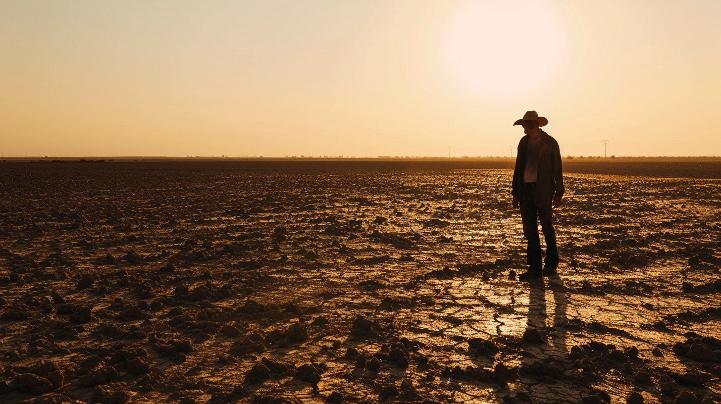 Farmer witnessing dry, arid land