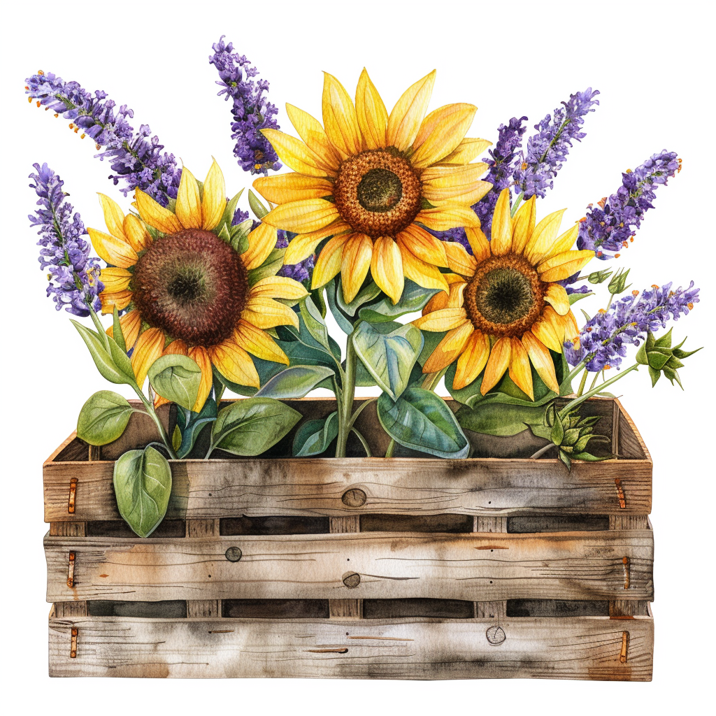 Farmhouse Sunflower Lavender Planter