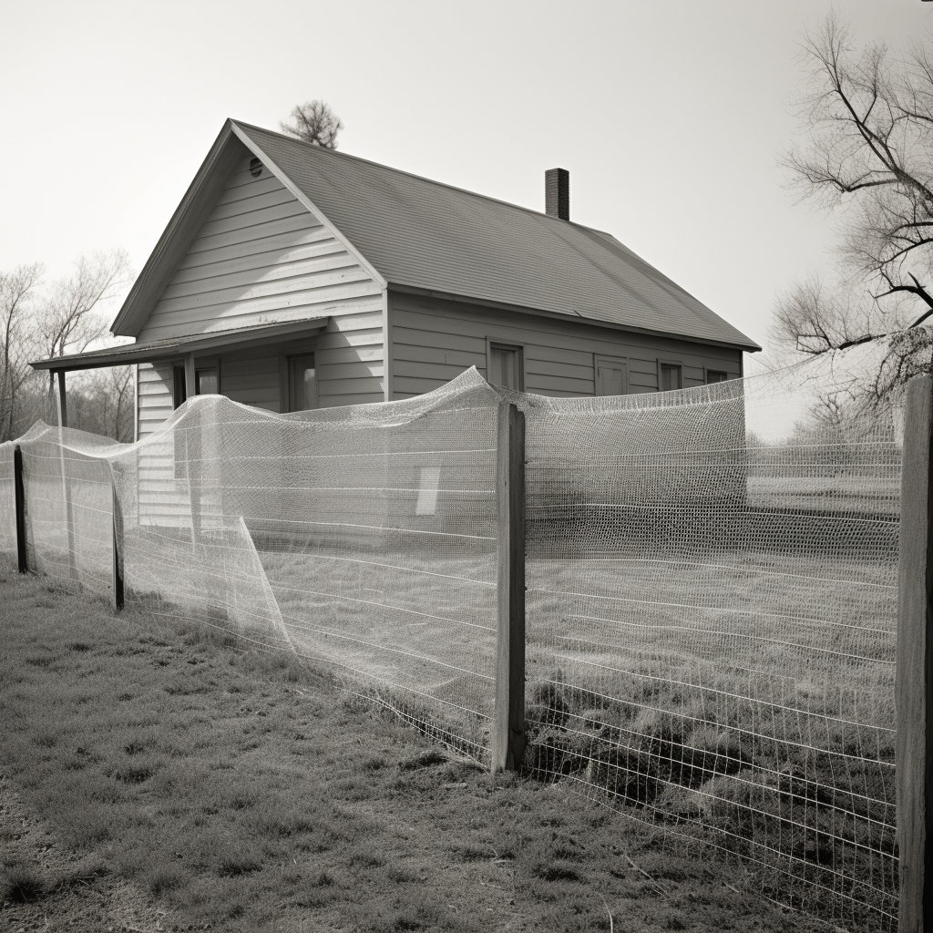 Charming farmhouse with wire mesh fence