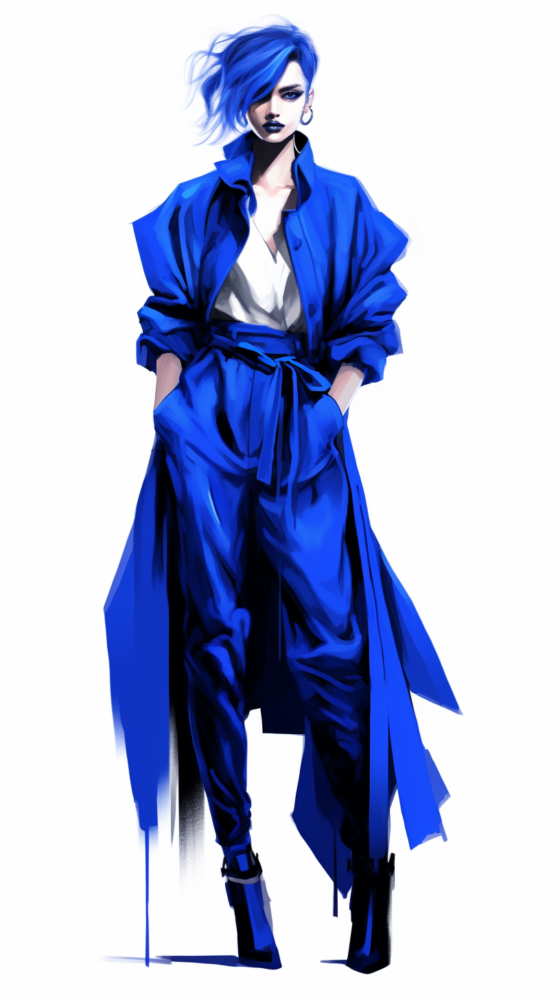 Avant-garde style electric blue blazer outfit