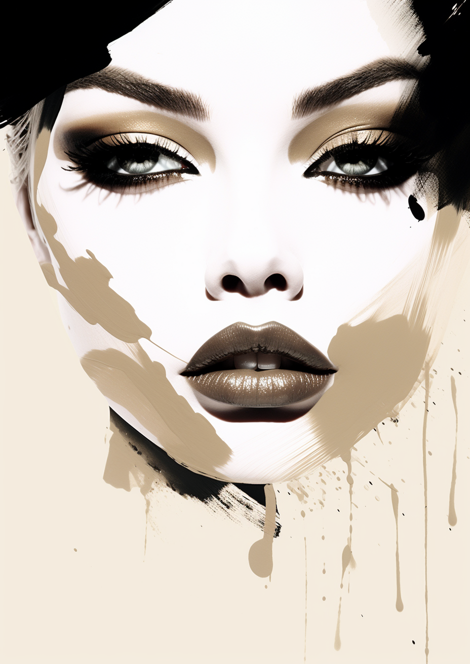 Fashion illustration with bold editorial makeup