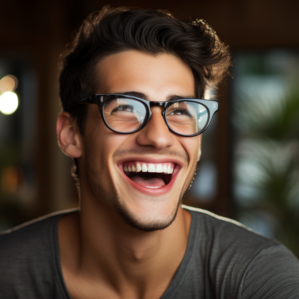 Smiling fashion model in trendy glasses