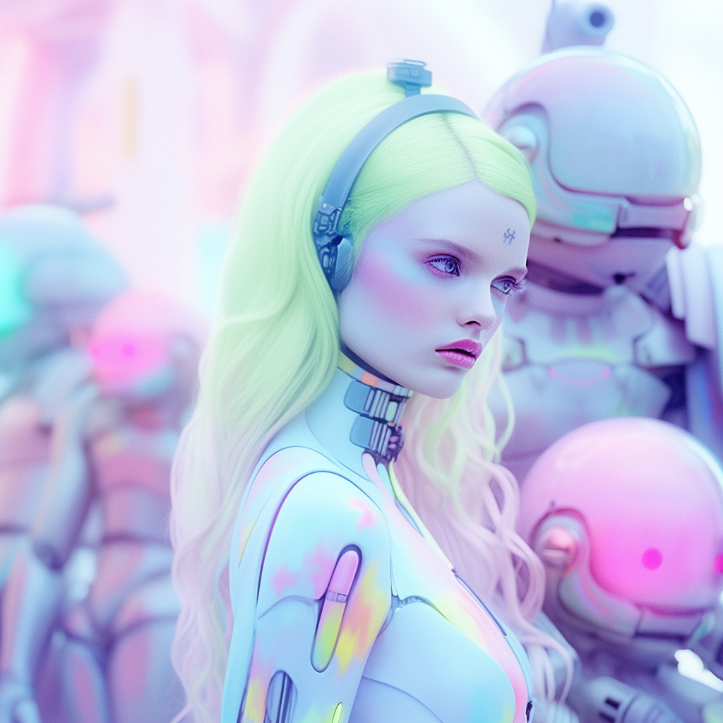 Fashion sci-fi movie with aliens and robots