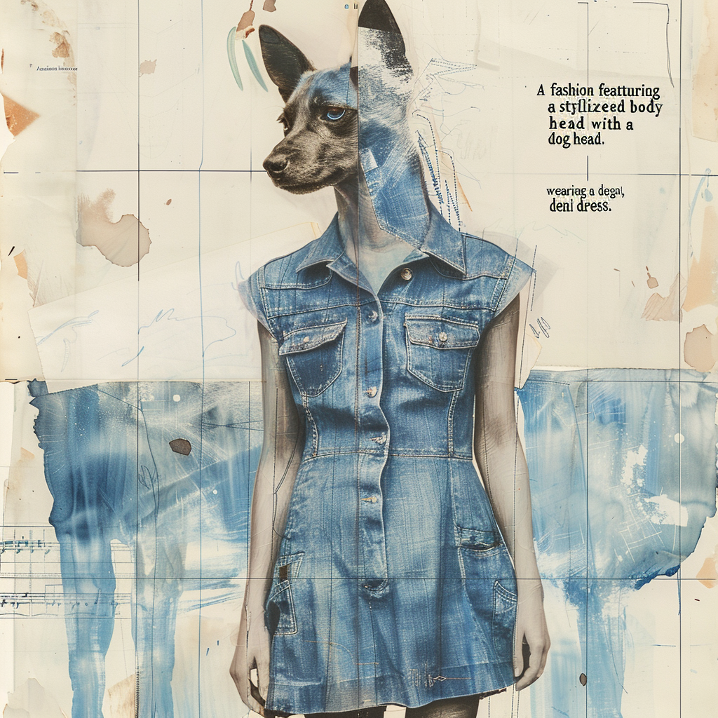 Stylized woman in denim dress