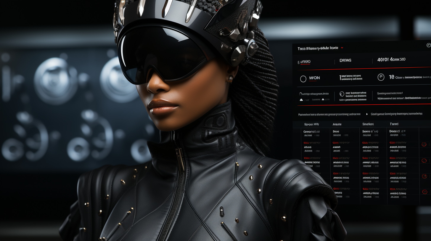 Futuristic mannequin showcasing black style clothing