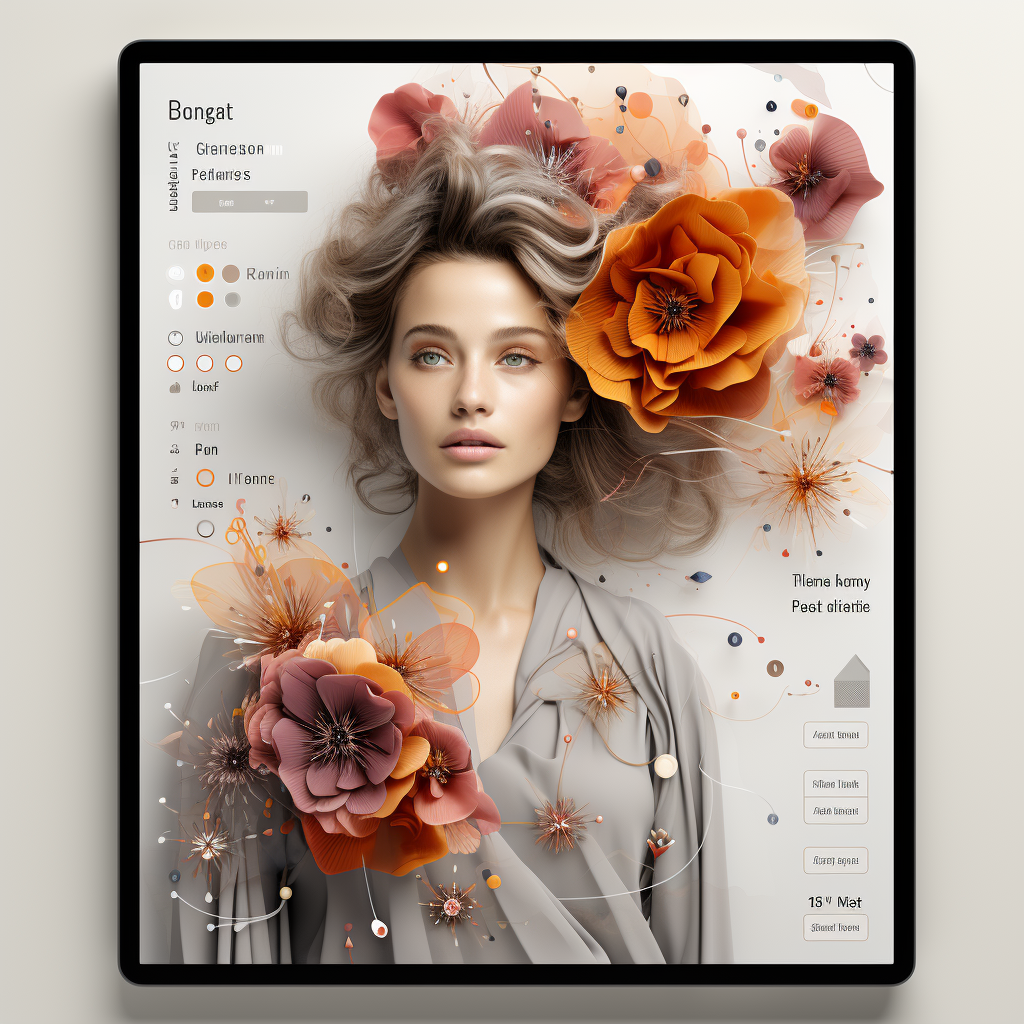 Fashion app UI with abstract background