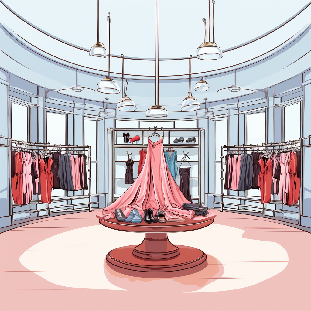 Fashion clothing store with expensive items on display