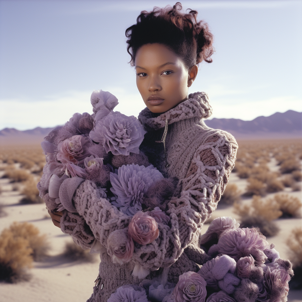 Fashion Models in Lilac and Brown Knitwear