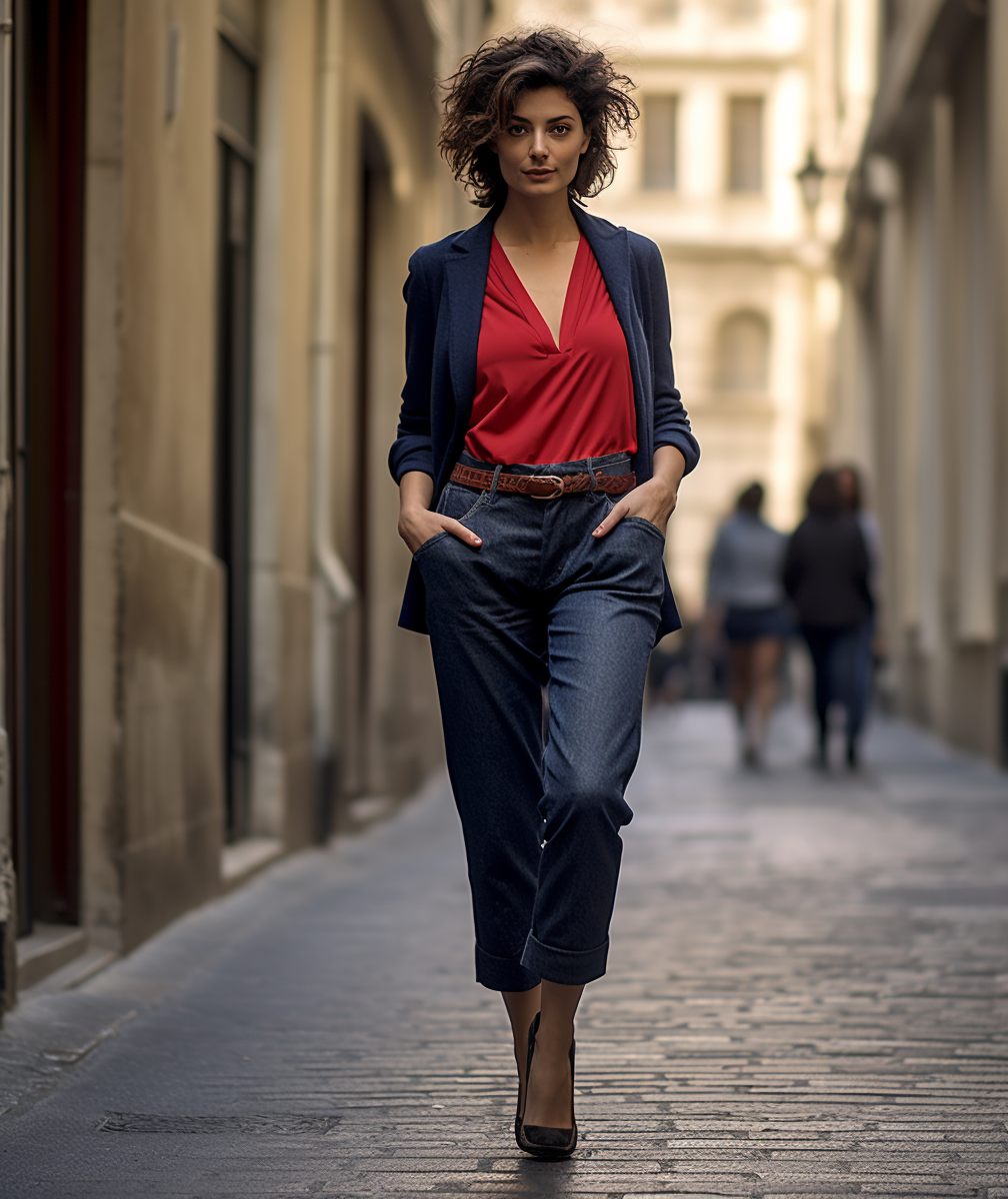 Stylish woman in cropped pants